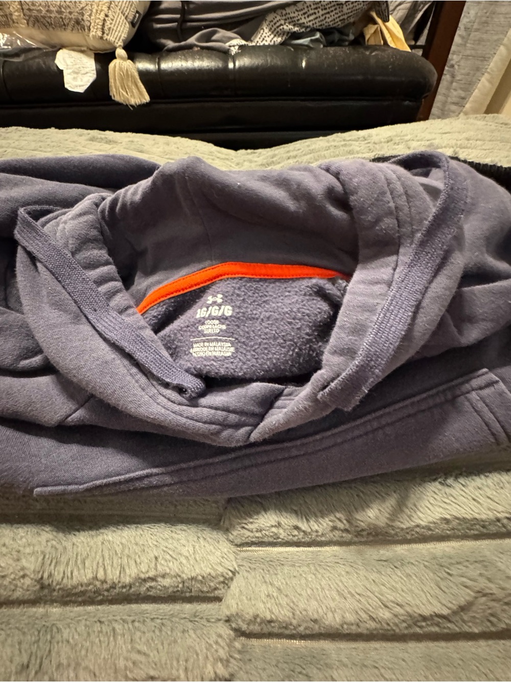Under Armour Navy Pullover Hoodie with Orange Trim